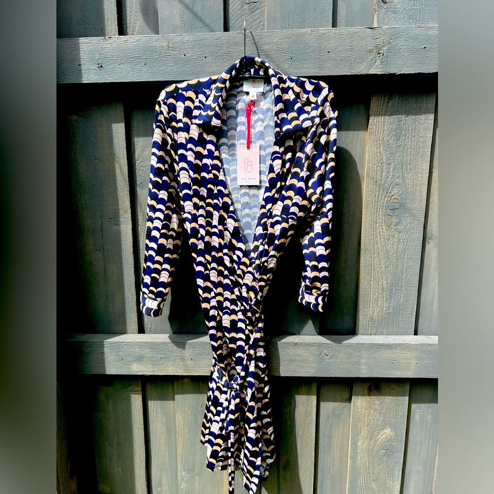 Wrap Dress Julie Brown Navy & Pink